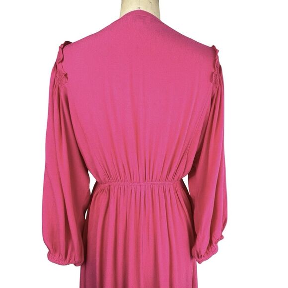 Umgee Women Tiered Midi Dress L Pink Balloon Sleeve Peasant Boho Cottagecore - Picture 8 of 16